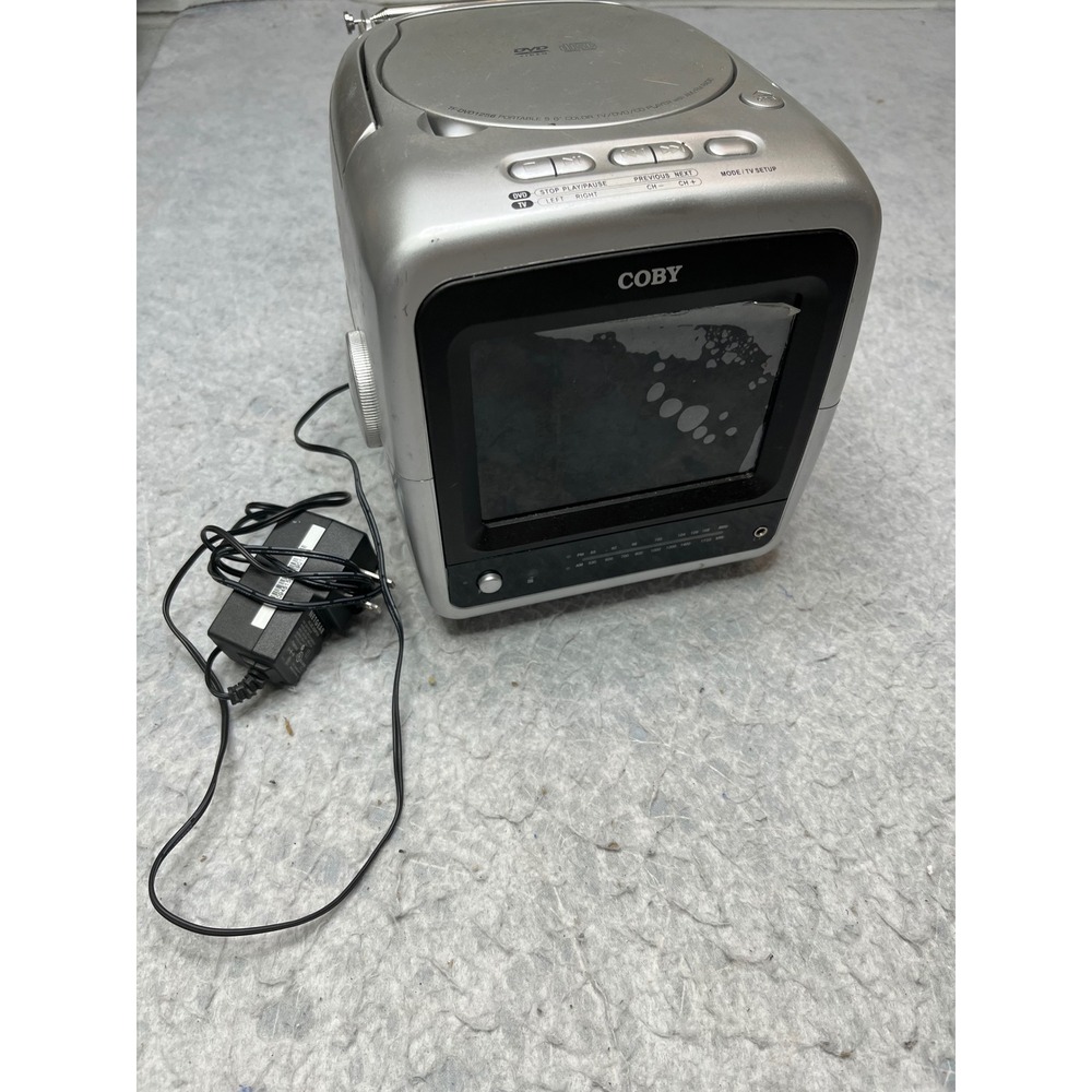Coby‎ TF-DVD1256 Portable 5.6in Color TV DVD CD Player AM FM Radio Silver